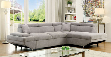 Furniture of America CM6124 Sectional With Sleeper Bed in Gray