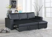 Convertible Sectional with Right Facing Chaise with Pullout Bed in Black