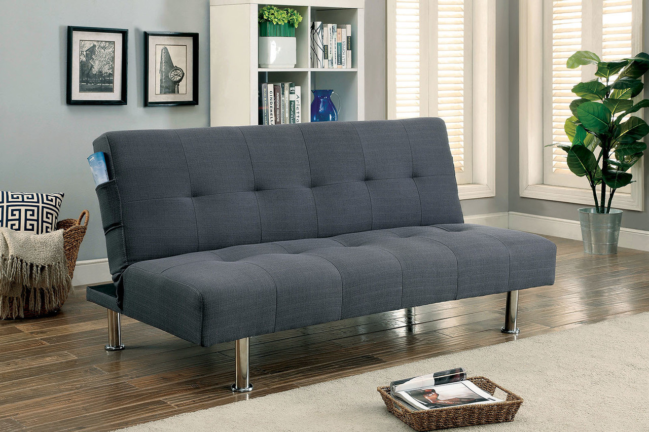 Zola Ivory Fabric Futon Sofa Bed | Futon Sofa Sleeper Blue, Green, Gray