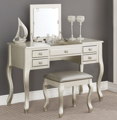  Sofia F4145 Vanity Table With Flip Top Mirror | Silver Finish