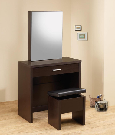 Cappuccino Makeup Table with Mirror