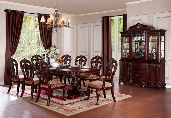 Parthenia Cherry Formal Pedestal Dining Table Set | OCFurniture.com Parthenia Cherry Formal Pedestal Dining Table Set | OCFurniture.com