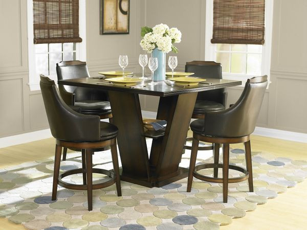 Finland Walnut Counter Height Dining Table Set