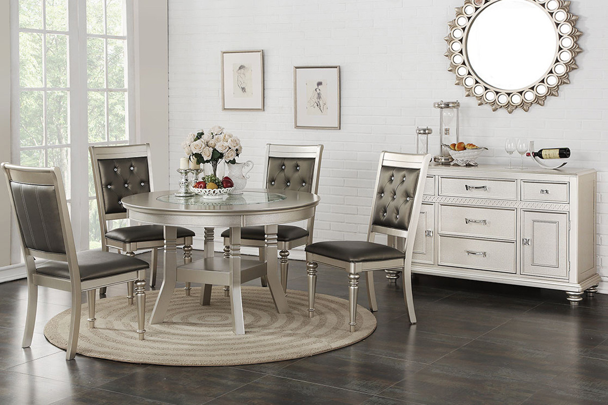 silver round dining table