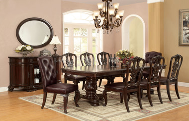 Brown Cherry Dining Table with Chairs