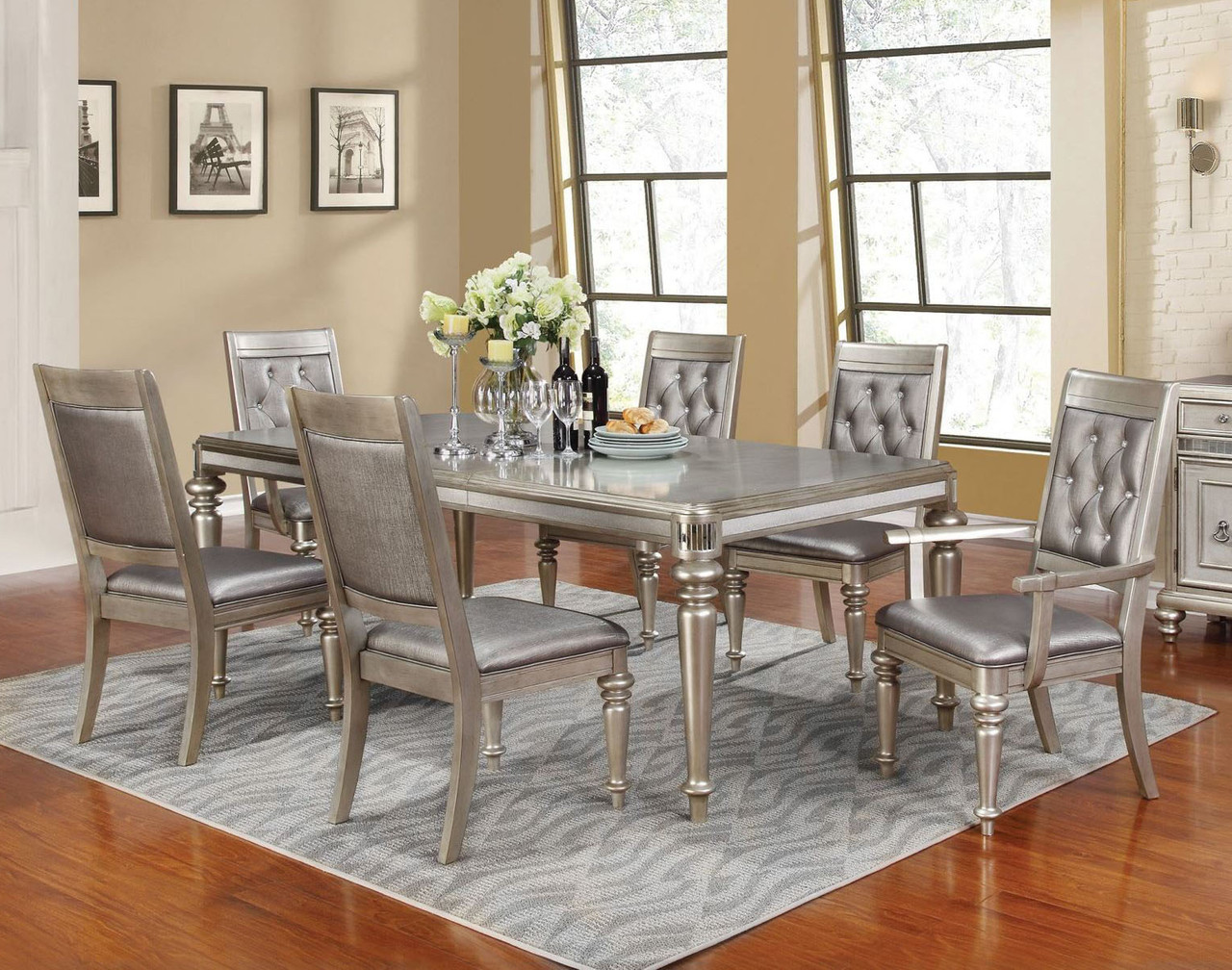 danette metallic platinum dining room set