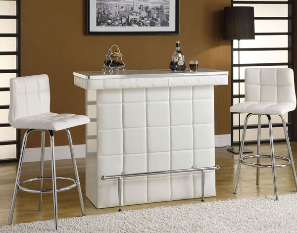 Nolan Glass White By Cast Leather Bar Table