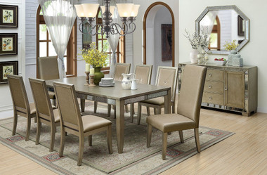 Furniture of America CM3980T Echo Dining Table | Antique Gold Finish Table