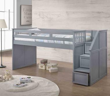 Dexter Twin Junior Loft with Step Drawers in Gray