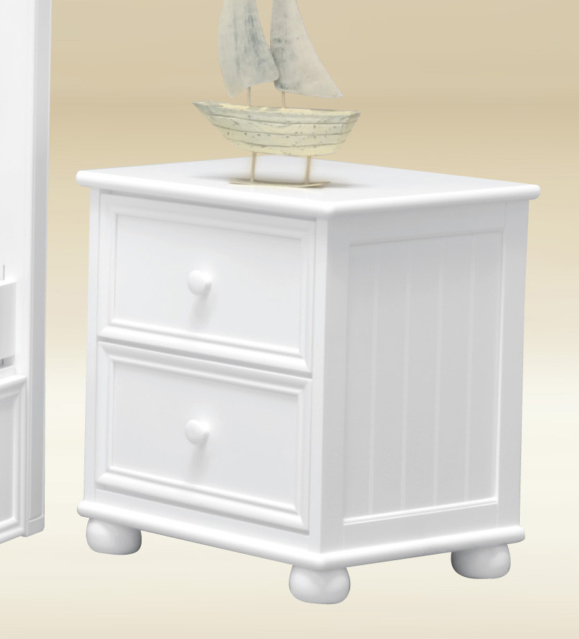 white beadboard nightstand