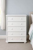 Dillon 5 drawer solid wood chest in white finish