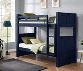 Twin Over Twin Bunk Bed in Navy Blue