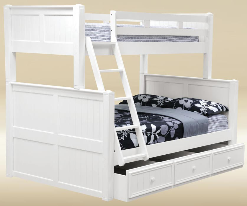 white bunk bed with trundle