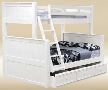 Dillon White Twin over Full Bunk shown with Optional Trundle