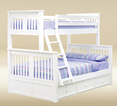 Mission White Twin Over Full Bunk Bed shown with Optional Trundle