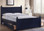 Dillon Navy Blue Bead Board Queen Size Bed | Shown with Optional 2 Sets of Under Bed Drawers ( Not Included )