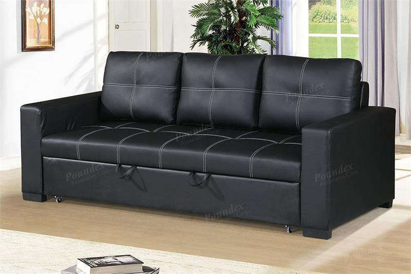 Pacific City Convertible Sofa w/ Pull out Bed in Black and Blue
