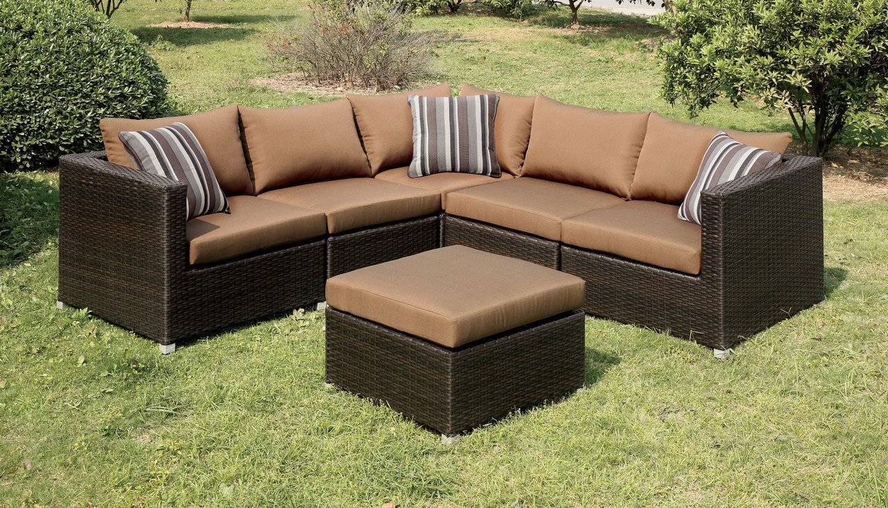  Outdoor  Espresso Sectional  Sofa  Set Patio Furniture