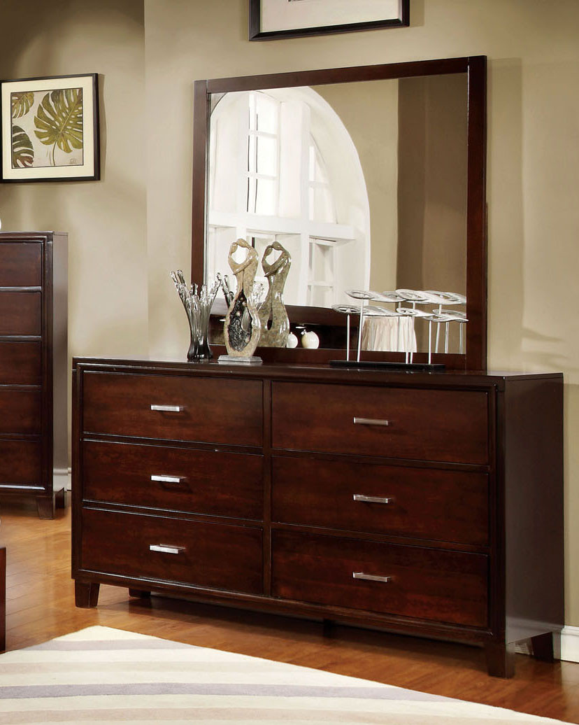 Furniture Of America 7068d Brown Cherry 6 Drawer Dresser
