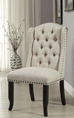 Sania Beige Line-like Upholstered Wingback Chairs