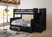 Dillon Twin over Full Bunk w/ Storage Stairs in Black Finish