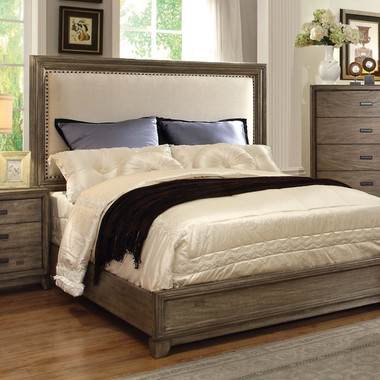 Furniture of America CM7615 Natural Ash Upholstered Bed