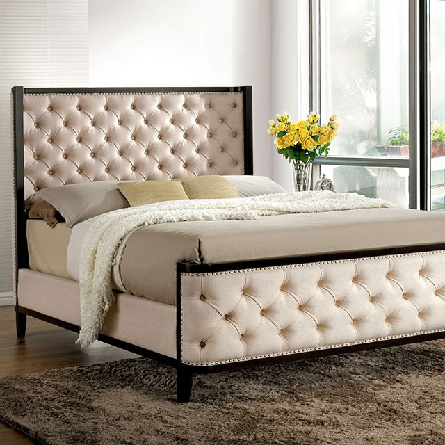 furniture of america cm7210 wingback fabric bed