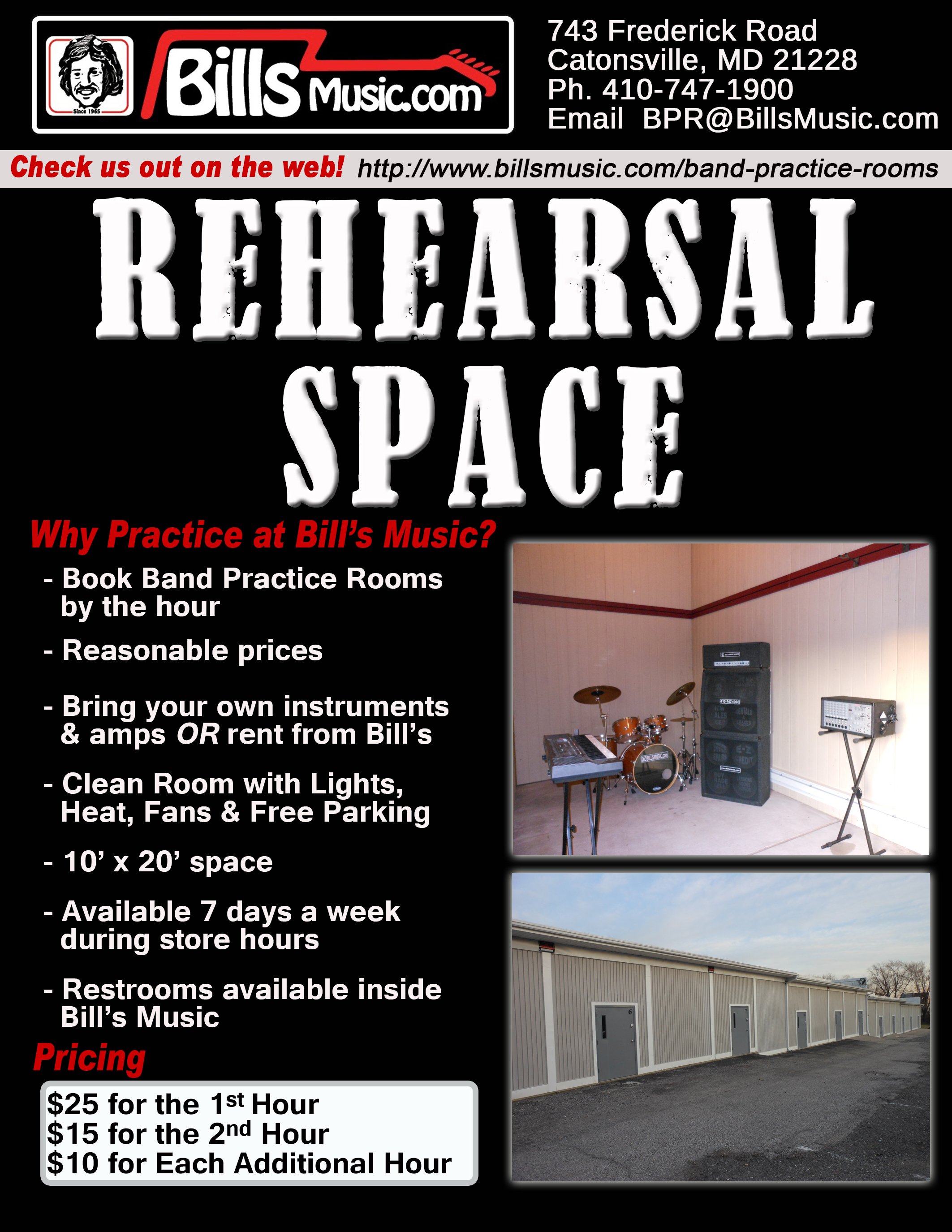 Bill S Music In Baltimore Band Rehearsal Practice Space Low Rates