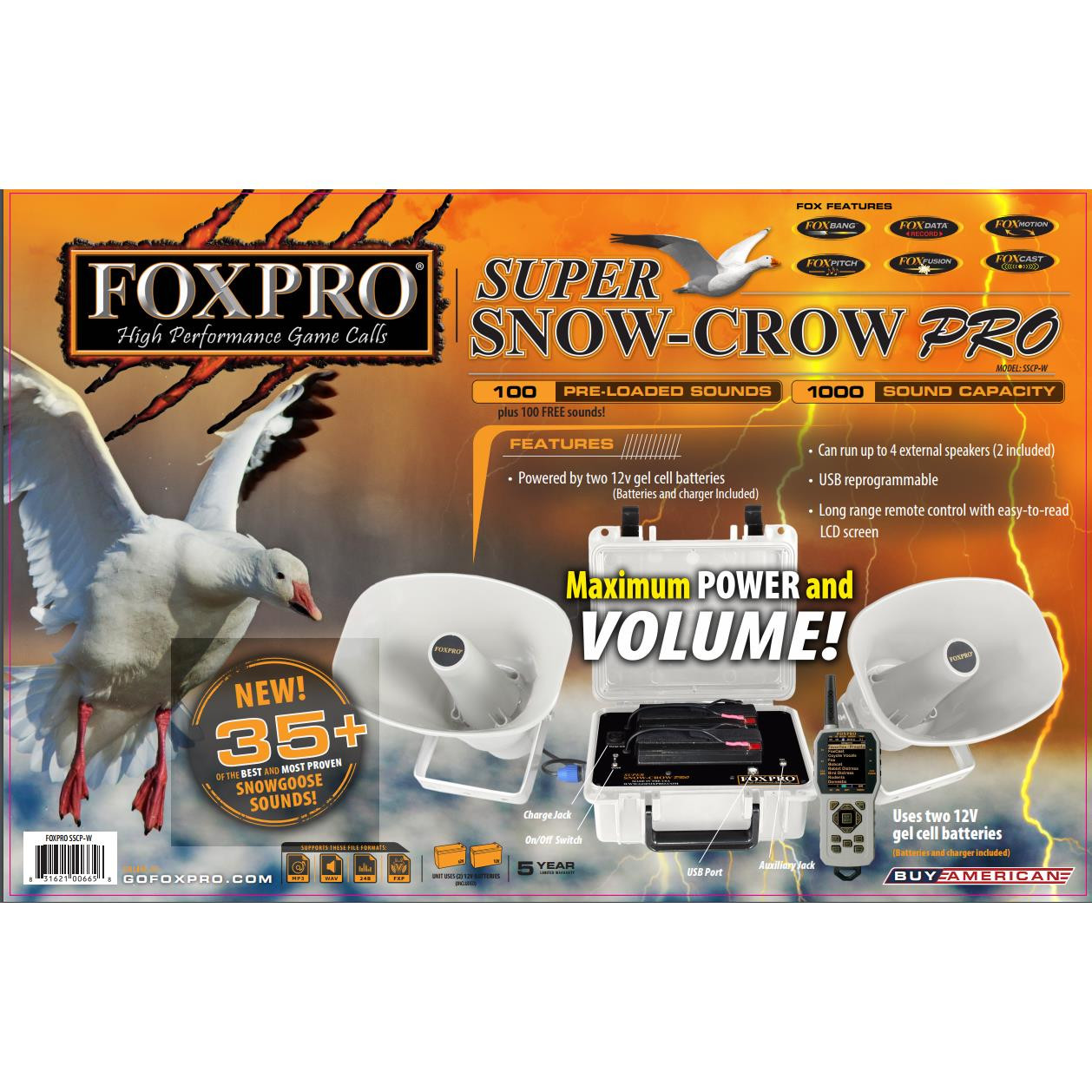FoxPro Super Snow Crow Pro SSCP Electronic Snow Goose/Crow Caller White Presleys Outdoors