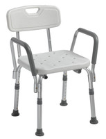 Home Bath Safety Bath Benches/Stools Shower Chair with Back and Removable Padded Arms  Shower Chair with Back and Removable Padded Arms