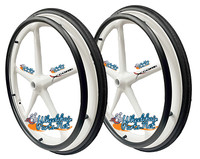 Set of 2 X-CORE Wheels 24" (540) WHITE Color & SHOX Tires and Pushrims