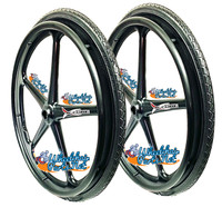 Set of 2 X-CORE Wheels 24" (540) BLACK Color &  Solid SHOX ALL Terrain Tires