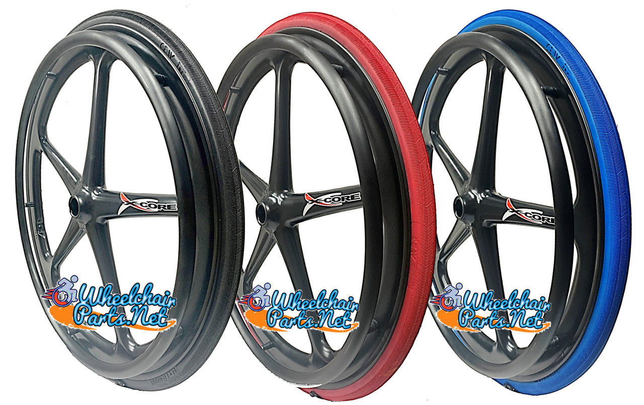 Set of 2 XCORE Wheels 24" (540) BLACK Color With SHOX G1 SOLID Tires