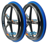Set of 2 X-CORE Wheels 24" (540) BLACK Color With SHOX G1 SOLID Tires & Push Rims