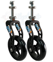 BLACK Aluminum Caster Fork Assembly With Wheels. Choose Your Wheel Size