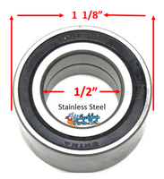 B50SS - STAINLESS STEEL.  1 1/8"X 1/2 Precision Bearing.  Ref # R8-RS. Sold as pack of 4