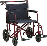 Drive 22" Bariatric Aluminum Transport Chair With 12" Rear “Flat-Free” Wheels FREE SHIPPING