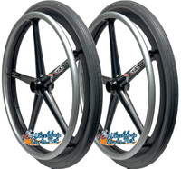 22" x 1 3/8"  X-CORE 5 spoke Wheel with SOLID TIRE. Sold as Pair