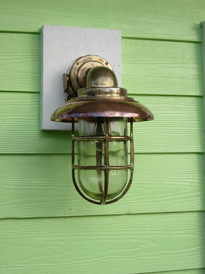 Large Passageway Nautical Dock Light with Copper Hood.  Large Size.