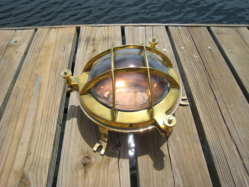brass and copper marine bulkhead light