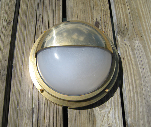 Brass hooded nautical light