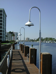 Aluminum Wharf Pole Dock Light w/Dome Shade-11 foot