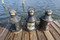 Galvanized set of nautical lanterns
