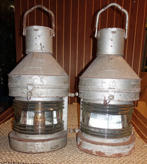 Vintage pair of old nautical ship lights