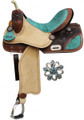 Double T Barrel Style Saddle With Teal Alligator Print Accents 6562