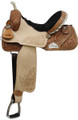 Double T Barrel Style Saddle with Floral Embossed Suede Seat 6568