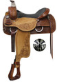 Double T Roper Style Saddle with Cross Guns Conchos 16in 17in 6567