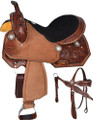 Double T Barrel Racing Saddle Set Spur Rowel Crystal Rhinestone Conchos    15, 16in. 