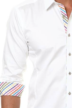 Jared Lang Button Down Shirt MULTI 001 White