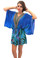 Parides Short Kimono Kaftan Tropical Palm Print Cobalt Blue